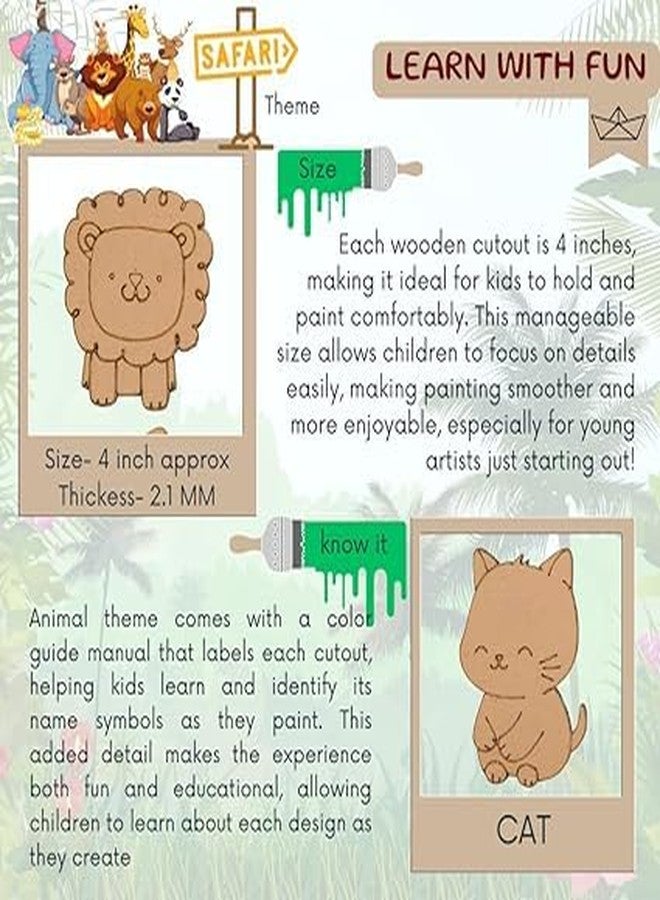 CRAFTER60 DIY Wooden Painting Kit for Kids 5+ - DIY Art & Craft Set with Paints, Brushes & Cutouts - Educational Creative Toy (Animal) - Image 5